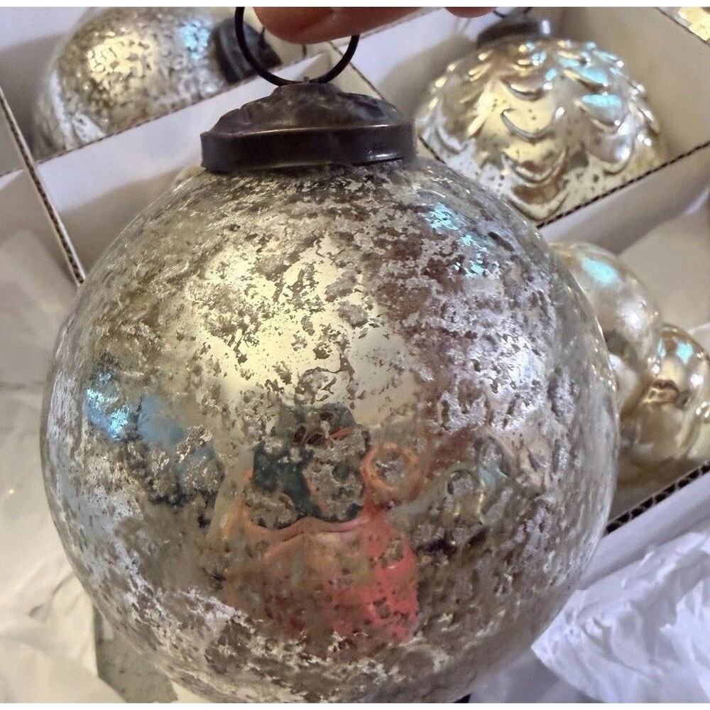 Frontgate Luxury Mercury Glass Ornaments Balls 15 Pc Gold Silver Christmas